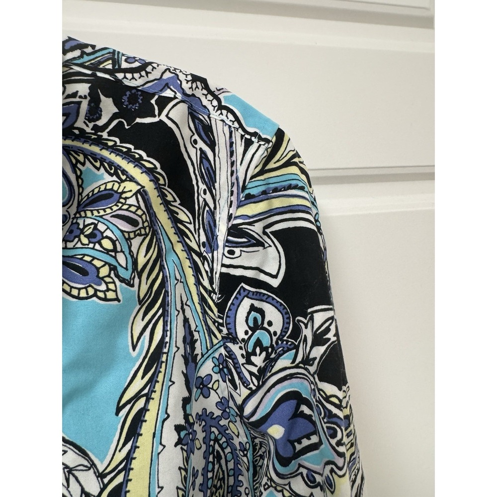 Chicos No‎ Iron Shirt Blouse Button Front Paisley Print Blue Women Size 0 S - Picture 5 of 12